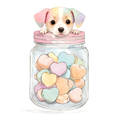 Puppy Valentines Hearts Sticker