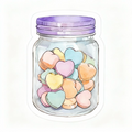 Purple Jar Valentines Hearts Sticker