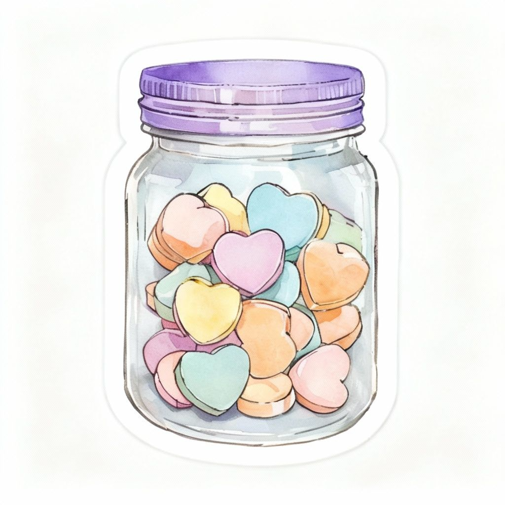 Purple Jar Valentines Hearts Sticker