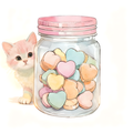 Kitten Valentines Hearts Sticker