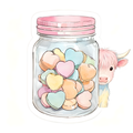 Highland Cow Valentines Hearts Sticker