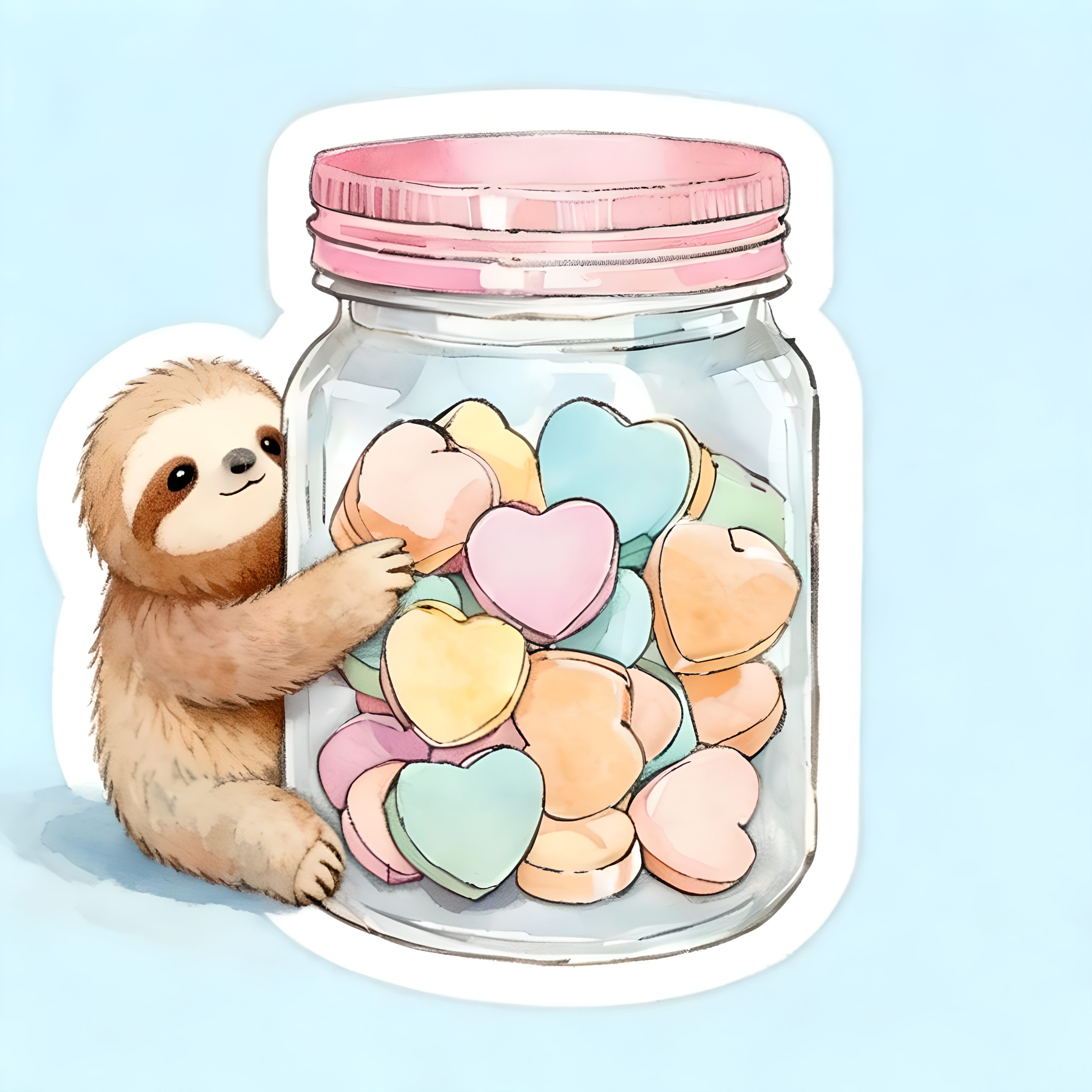 Sloth Valentines Hearts Sticker